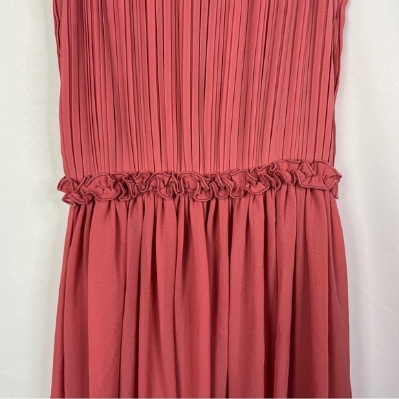 H&M Mauve Pink Pleated Fit & Flare Knee Length Dress 4 - Picture 4 of 5